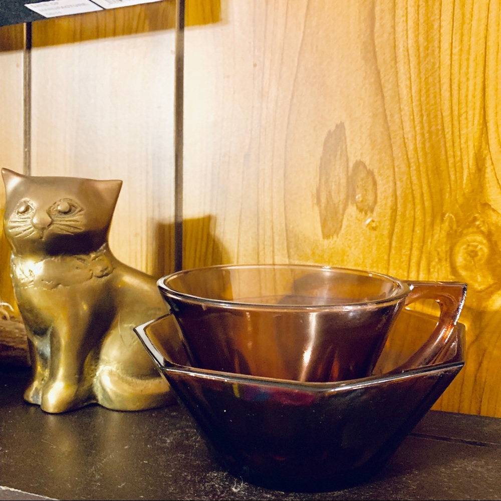 Atlas Depression Glass Amethyst Cup And Bowl Set